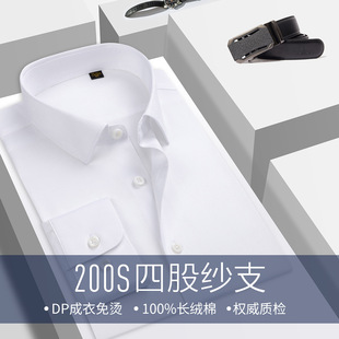休闲长袖 男商务白衬衫 衬衣100%全棉200支四股 衬衫 DP成衣免烫男士