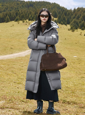 泽yp羽绒服女冬季2025新过膝95安心白鸭绒长石墨烯锁温外套加厚通