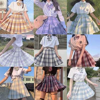 泽优品日系制服格子半身裙水手服女夏山吹温柔一刀学院jk格裙学生