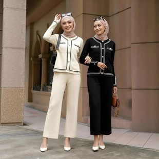 七分裤 M359 小香风针织上衣 套装 两件套 马来印尼穆斯林秋冬新款