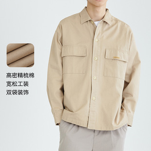 泽yp東雨男装双袋衬衫外套男韩春夏简约工装衬衣韩版上衣青年休闲