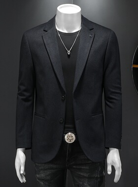 XZ88123/P185羊毛混纺西服外套男商务休闲单西上衣字母暗纹帅气