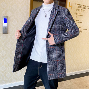 泽yp秋冬中长款风衣外套中年爸爸装小个子西装大衣韩版修身毛呢大