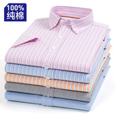 泽yp春夏季 商务休闲透气牛津纺衬衣衬 条纹男士 衬衫 男纯棉免烫短袖