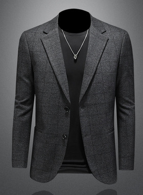 XZ88132/P175羊毛混纺西服外套男商务休闲单西上衣格子暗纹