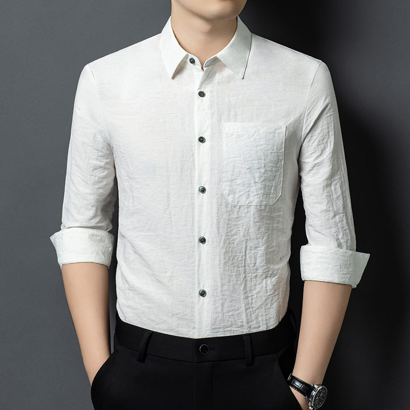 泽yp春秋季男士长袖衬衫中年时尚翻领有口袋商务男装纯色亚麻休闲,男装,衬衫,淘宝优惠券,粉丝福利购,淘宝优惠卷