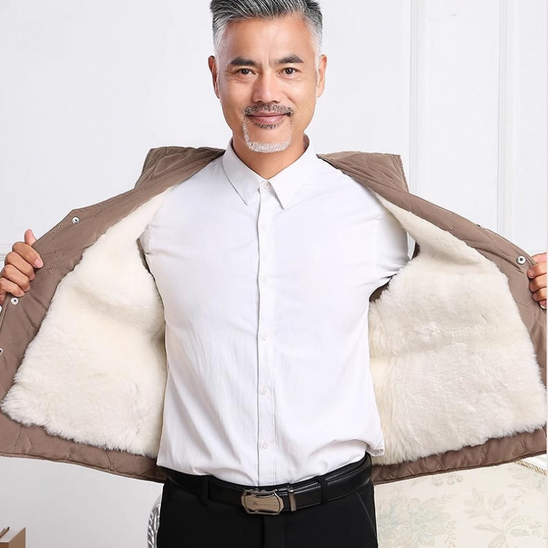 羊毛马甲男秋冬季羊羔羊毛马夹背心加厚皮毛一体坎肩中老年人,男装,中老年上装,淘宝优惠券,粉丝福利购,淘宝优惠卷