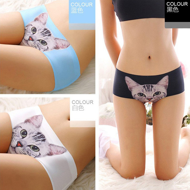 泽yp一代3D猫咪内裤女冰丝无痕性