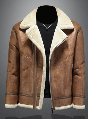 镂空2025年冬季新款皮毛一体加绒加厚夹克外套D209A-PT581-P245