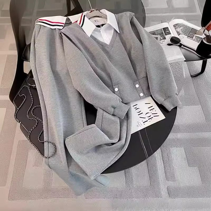 欧货气质休闲运动套装女秋时髦爆款假两件卫衣高腰阔腿裤两件套潮,女装/女士精品,时尚套装,淘宝优惠券,粉丝福利购,淘宝优惠卷