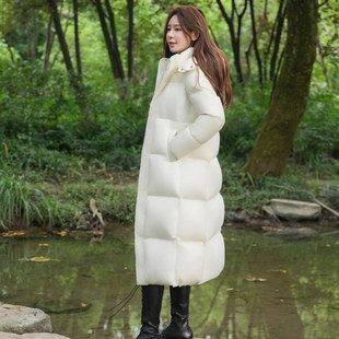 泽yp95白鸭绒羽绒服女400g加厚长款韩版过膝宽松外套2025情侣学生