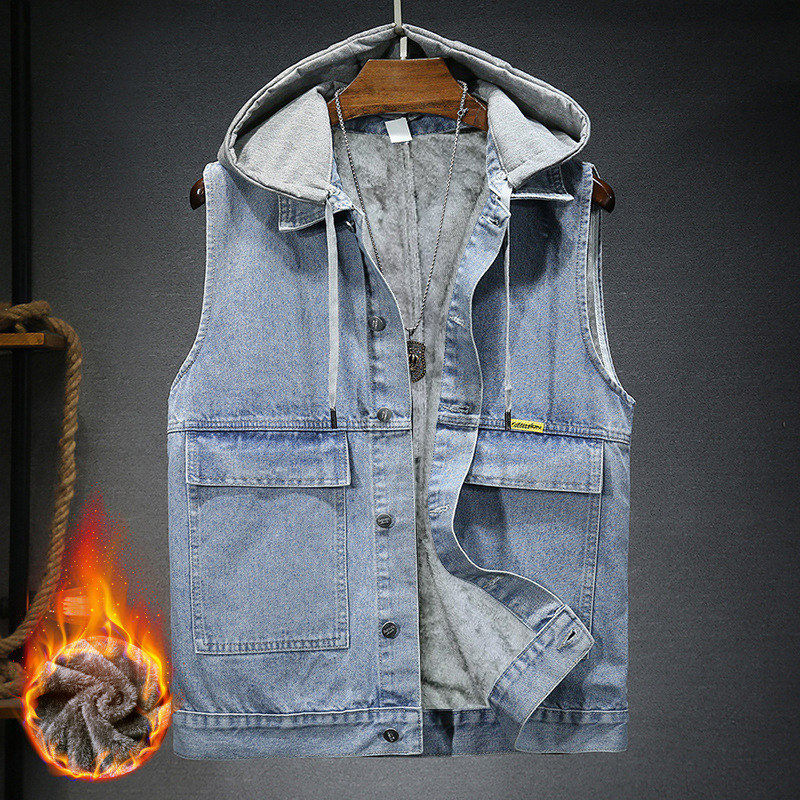 泽yp潮流男士保暖背心 宽松时尚加厚坎肩 可拆连帽加绒牛仔马甲男,男装,常规马甲,淘宝优惠券,粉丝福利购,淘宝优惠卷