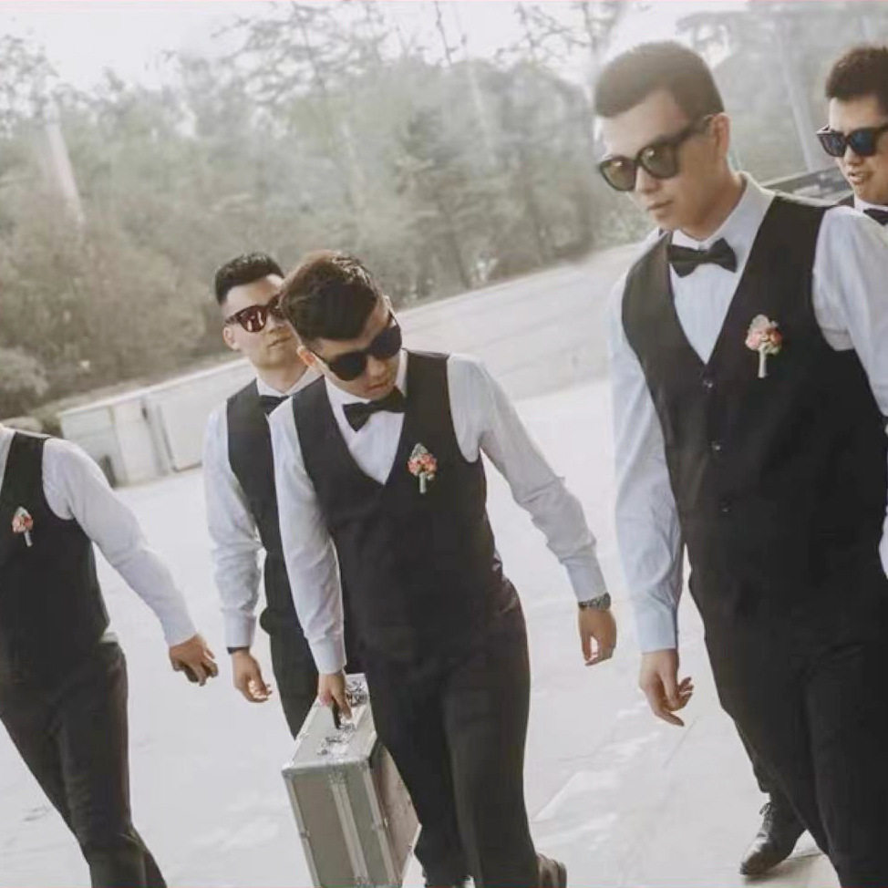 泽yp春秋伴郎服西装西服新郎男士马甲白衬衫兄弟团结婚礼服三件套