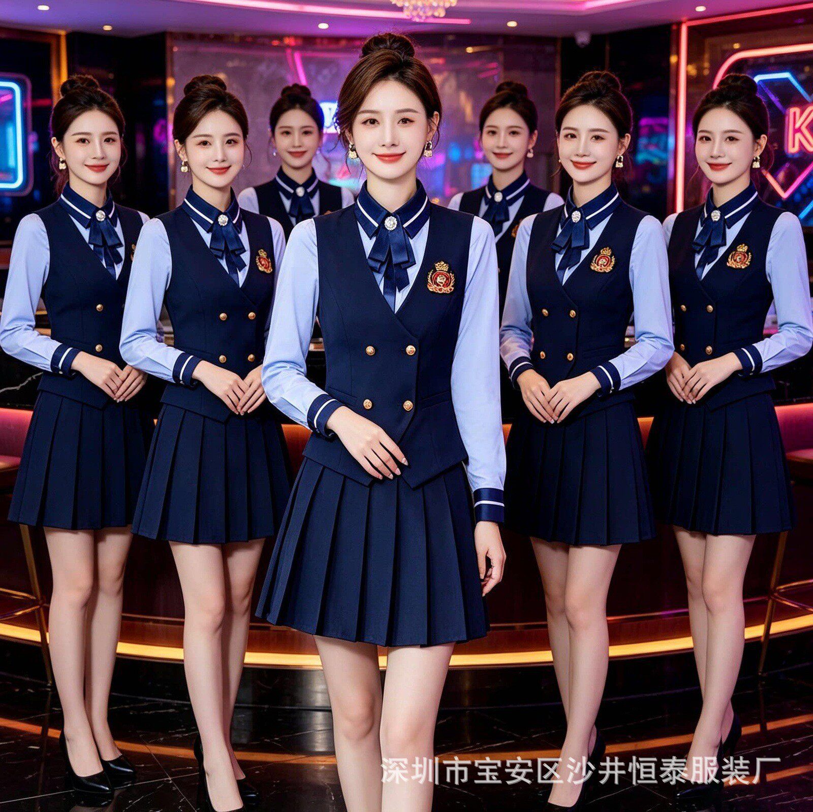 泽yp酒店电竞馆收银前台JK制服幼师西装马甲套装酒吧KTV员工