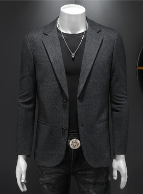 730/XZ88029/P175新羊毛混纺西服外套男商务休闲单西上衣格子暗纹