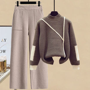 泽yp新款小个子套装女秋冬季风设计感套头毛衣显瘦高腰加厚毛