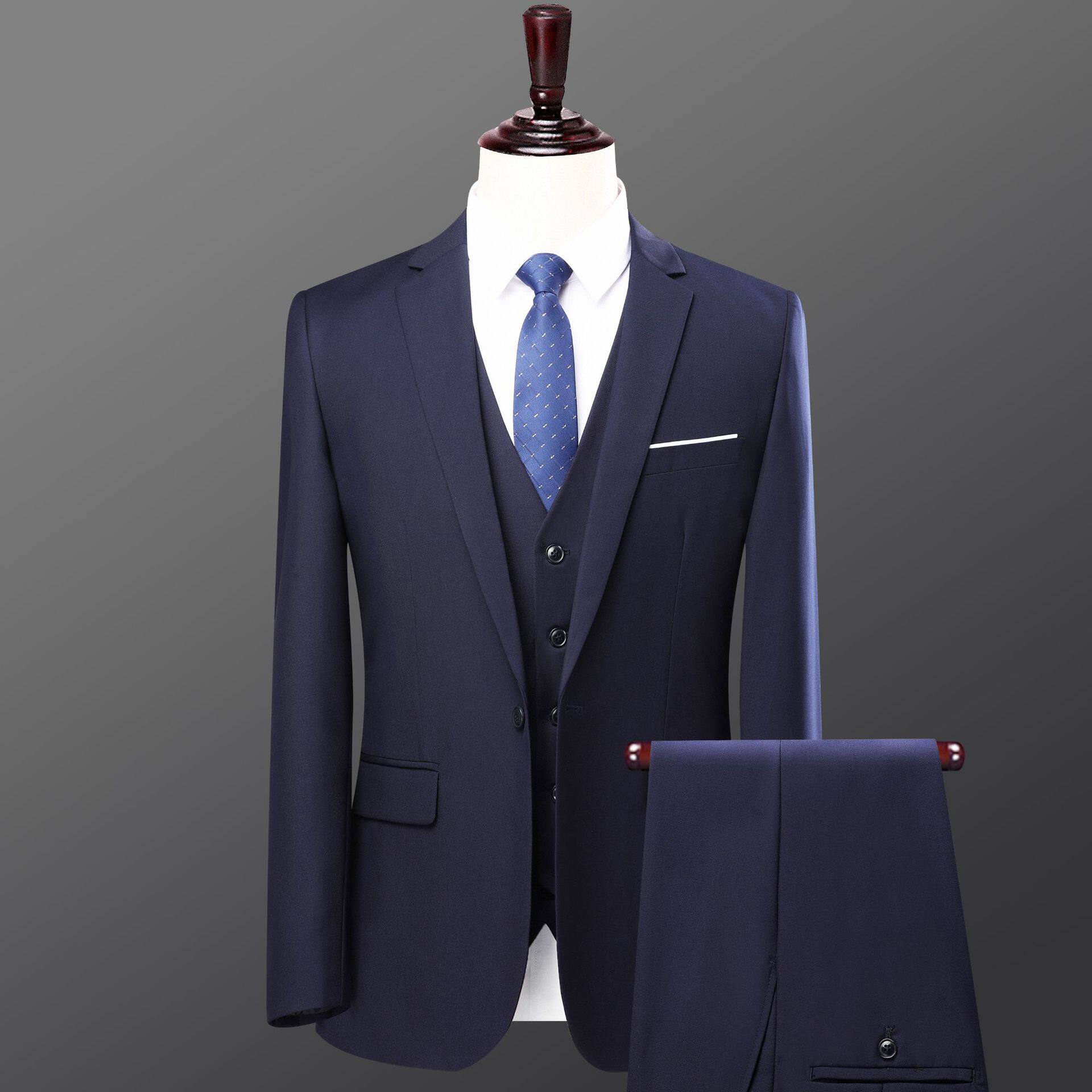 泽yp新款男黑色商务男士西装套装男职业正装西服藏青色工作服