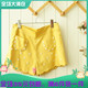 夏季 直筒显瘦可爱小花朵珍珠雪纺荷叶边百搭甜美短热裤 女装 韩版