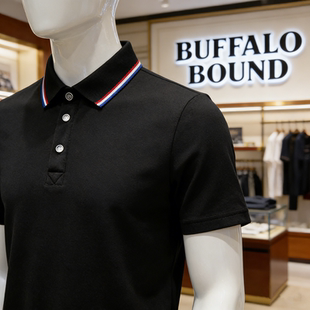 休闲纯色户外运动男女同款 BUFFALO 夏季 翻领POLO衫 BOUND男士 短袖