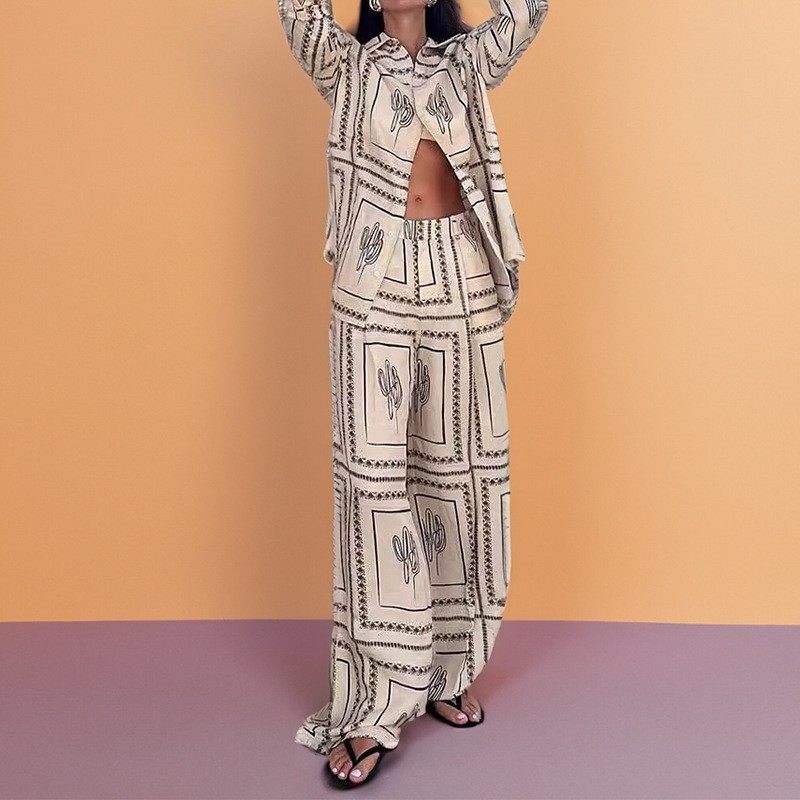 跨境新款欧美风女装气质长袖印花衬衫家居服时尚女装冬装套装,个性定制/设计服务/DIY,连衣裙加工定制,淘宝优惠券,粉丝福利购,淘宝优惠卷