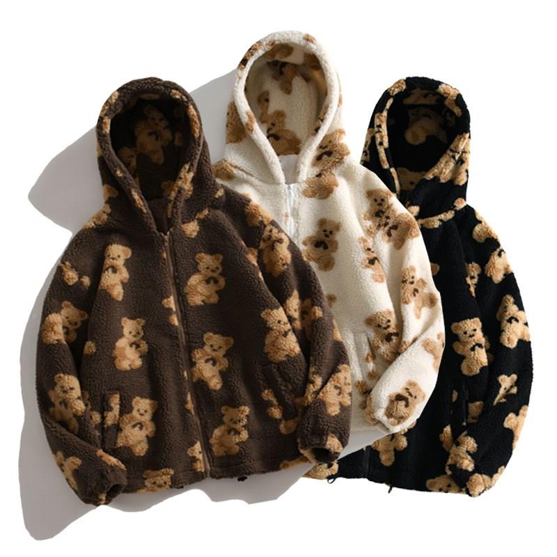 Cartoon bear print plush sweatshirt 卡通小熊印花加厚毛绒卫衣