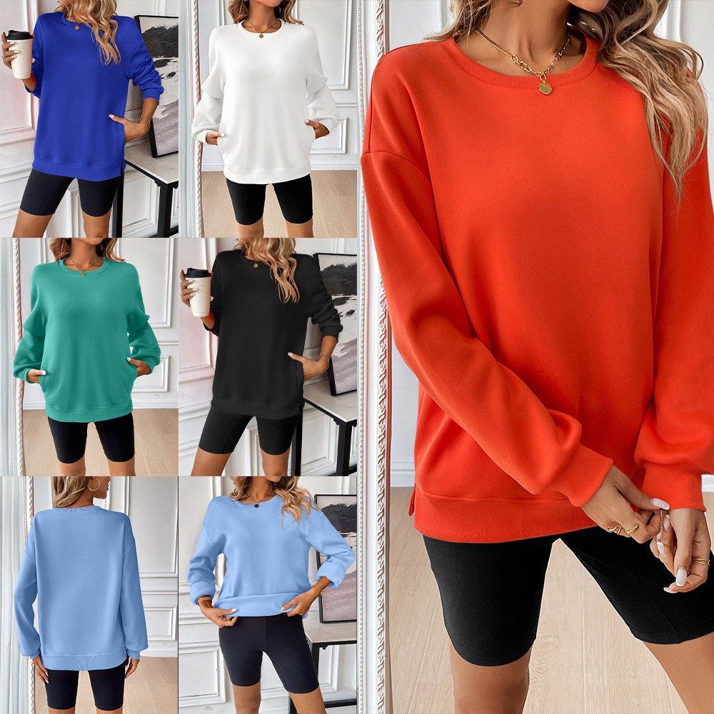 亚马逊秋冬新款 跨境欧美女装 宽松圆领长袖休闲卫衣上衣 女,个性定制/设计服务/DIY,连衣裙加工定制,淘宝优惠券,粉丝福利购,淘宝优惠卷