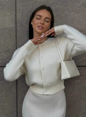 Модный вязаный кардиган欧美新款针织开衫