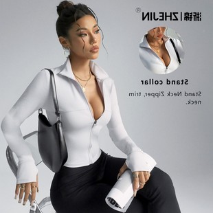 新款 瑜伽服女 拉链紧身跑步运动上衣透气裸感健身外套训练速干长袖