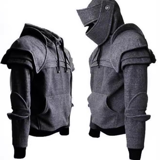 保暖南极度假骑士连帽护肘抽绳面罩套头袋鼠袋纯色外套卫衣服