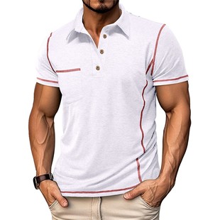 翻领纯色休闲男衫 短袖 跨境欧美亚马逊独立站跨境男装 夏季