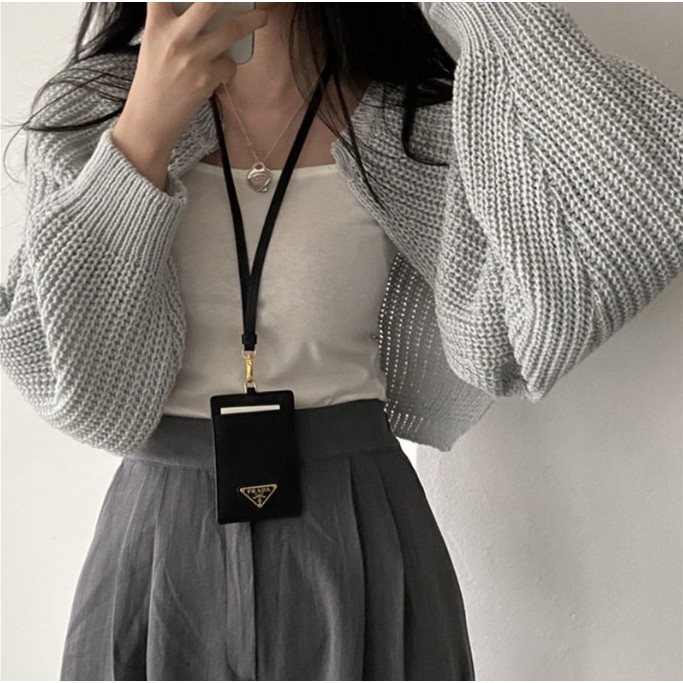 小个子法式小众气质灯笼袖针织披肩短毛衣女装开衫上衣潮短款