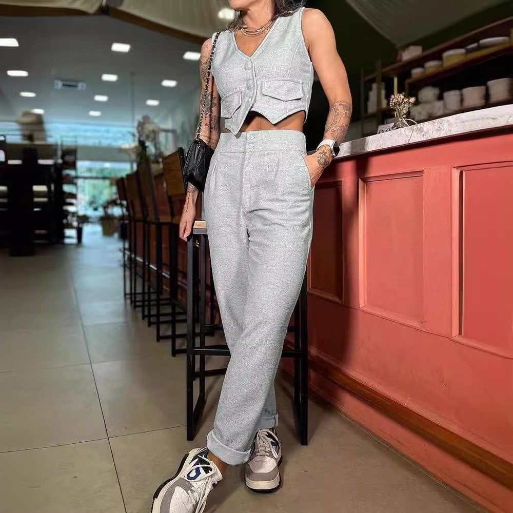 新款亚马逊跨境女装气质纯色袖马甲西服休闲裤两件套,个性定制/设计服务/DIY,连衣裙加工定制,淘宝优惠券,粉丝福利购,淘宝优惠卷