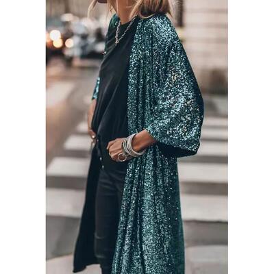 Fashion casual coat woman 时尚休闲派对亮片开衫外套女装