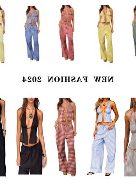 2024 Women's Feeling Open Back Tank Top Slim Fit Set