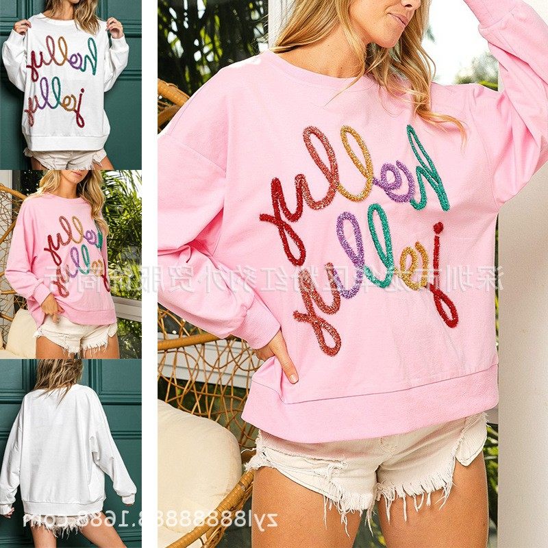 欧美爆款冬季新品女装 字母圆领长袖宽松休闲圣诞节套头卫衣,个性定制/设计服务/DIY,连衣裙加工定制,淘宝优惠券,粉丝福利购,淘宝优惠卷