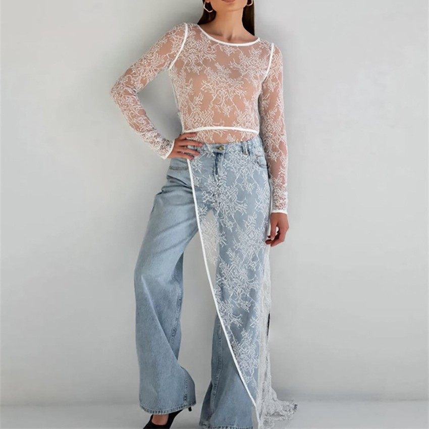 欧美新款蕾丝透视开叉连衣裙设计感圆领长袖罩衫夏秋跨境通勤,个性定制/设计服务/DIY,连衣裙加工定制,淘宝优惠券,粉丝福利购,淘宝优惠卷