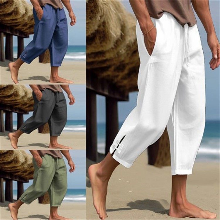 男士亚麻夏季长裤沙滩裤纯色裤脚开叉舒适透气休闲日常度假裤,个性定制/设计服务/DIY,连衣裙加工定制,淘宝优惠券,粉丝福利购,淘宝优惠卷