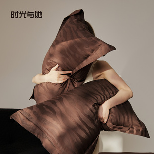 简约轻奢风A类全棉纯棉100S提花贡缎长绒棉枕套单品裸睡床上用品