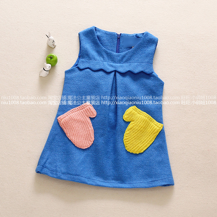 小女童秋冬毛呢背心裙