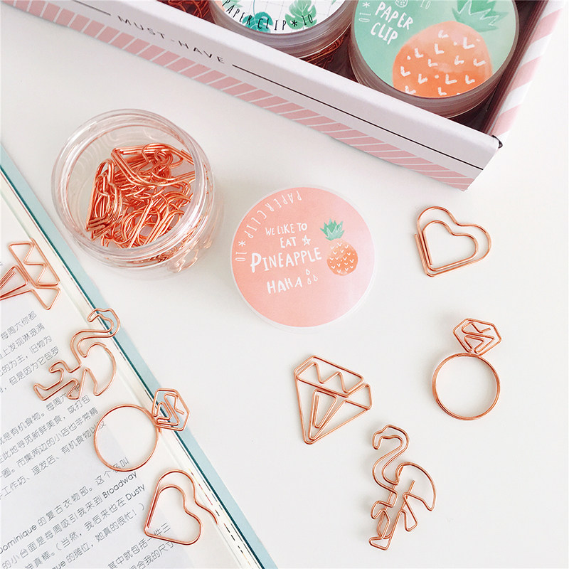 粉粉少女心ins风创意回形针 装饰爱心办公学习迷你金属书签桶装