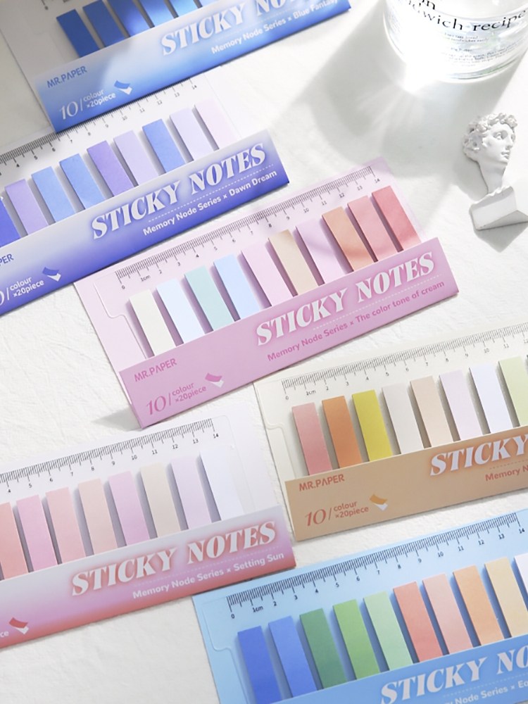 신선하고 단순한 MORANDI 컬러 인덱스 스티커 스티커 메모 N 번 메모 키 로고 스티커 분류 표시 스티커