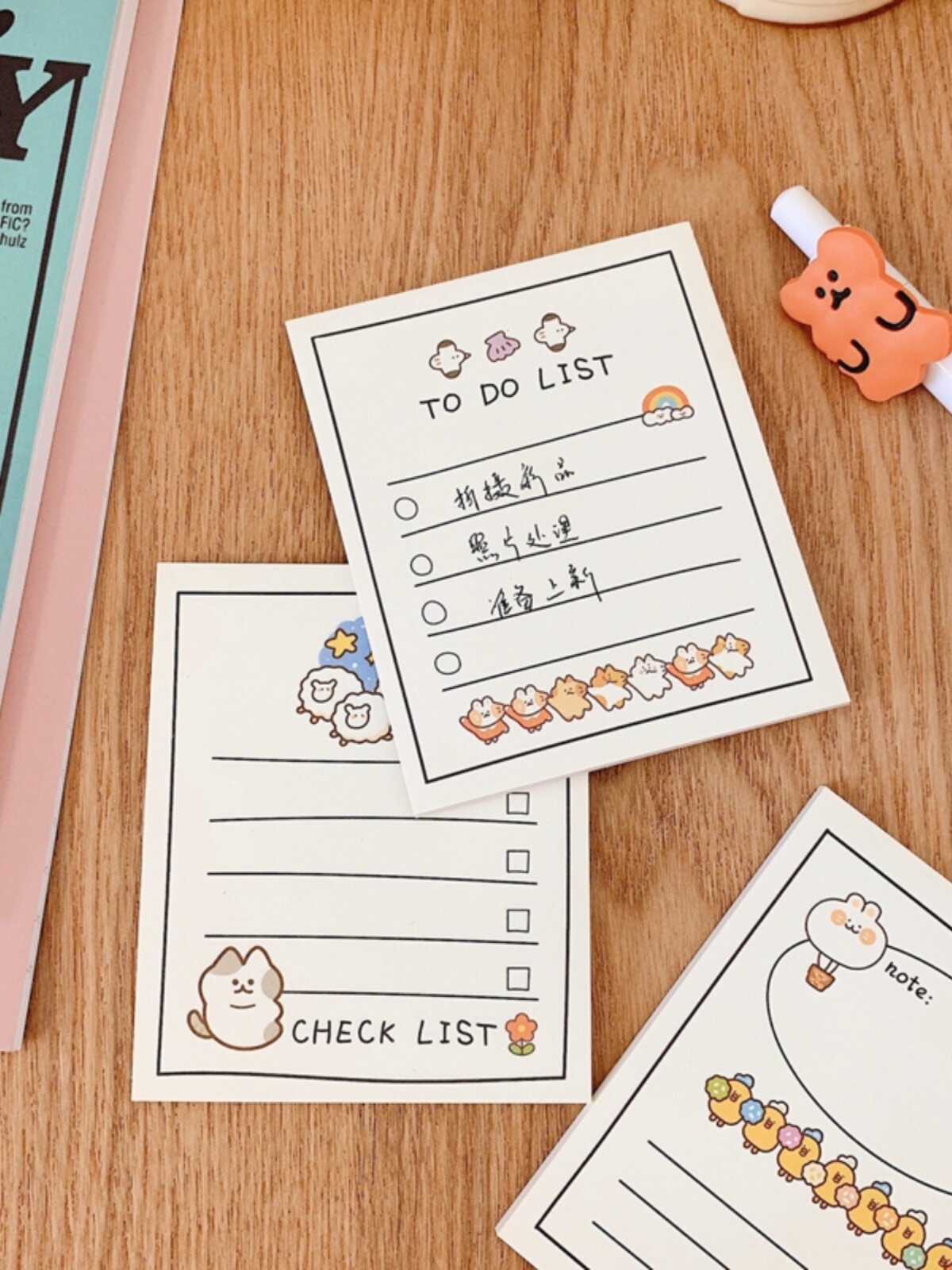 귀여운 야옹야옹 메모지 찢을 수 있는 메시지 노트 노트 노트 노트 N번 체크인할 노트