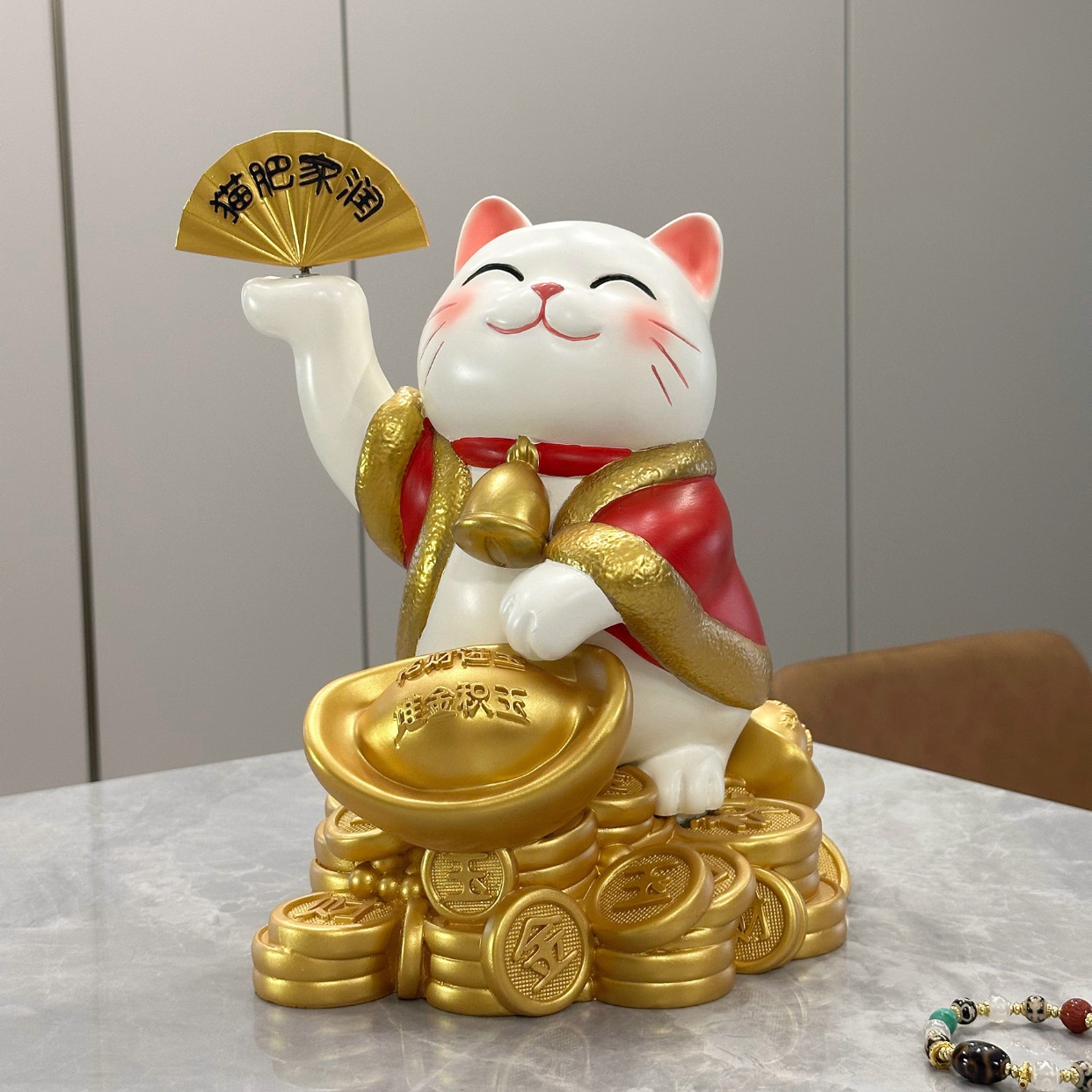 慧心巧聚旋转来财猫咪摆件电视柜玄关桌面办公桌摆设开业礼品礼物