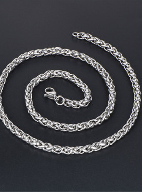 欧美男士吊坠配链霸气魔性龙骨单链不锈钢花蓝链钛钢不掉色配链子