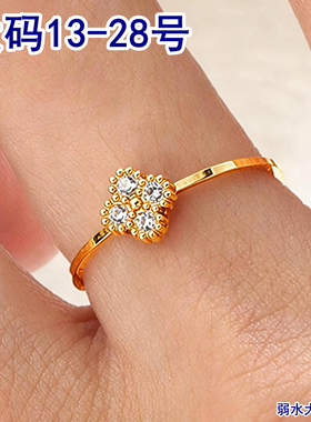 200斤胖妹大码金色钛钢镶钻戒