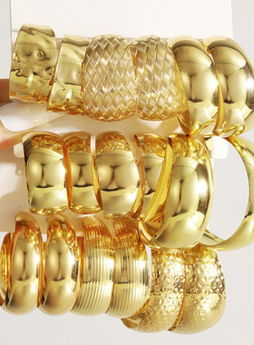 3pcs Earring Ear Clip Jewelry金色金属个性夸张耳环复古C型耳环