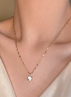 Women Necklace Girl Choker欧美ins单钻项链女 时尚轻奢简约颈链