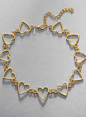 Necklace Jewelry Gifts合金项链 欧美创意简约女士镂空爱心颈链