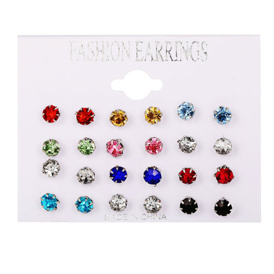 Women Earring Ear Stud Gift Jewelry Girl彩钻耳钉套装耳饰饰品