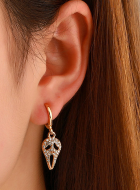 Women Earring Ear Stud鬼脸耳坠 万圣节哥特骷髅头耳环夸张耳饰